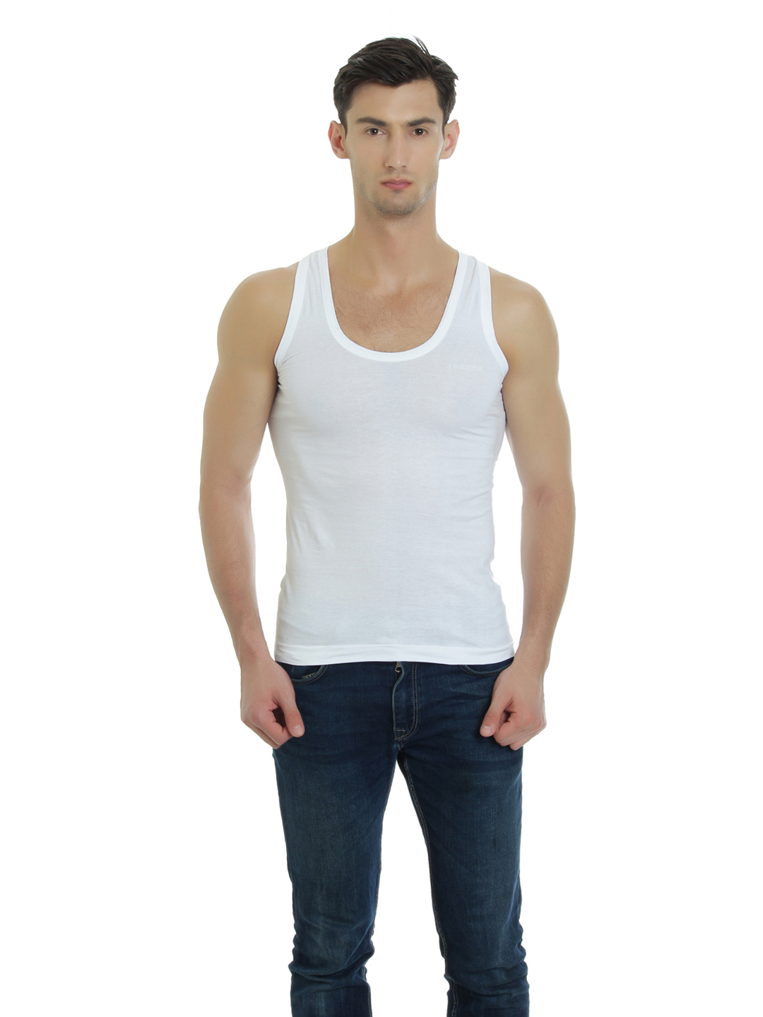 GBROS Premiumwears Men’s RN Sleeveless Vest Pack of 10 | 100% Cotton Banyan for Men | Breathable Gym & Daily Wear Innerwear | Sweat Absorbent Soft White Inner Vest for Men India - Image 2