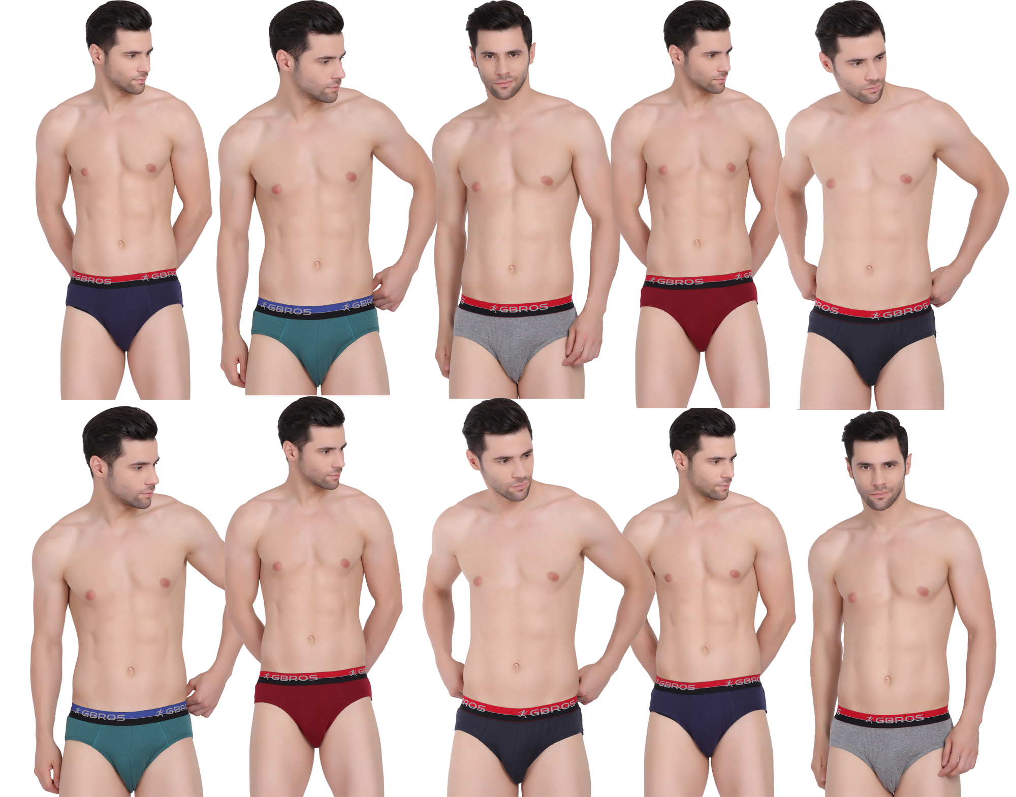 Men’s Cotton Lycra Brief Pack of 10 – Best Men’s Innerwear in India | Comfortable, Breathable Daily Wear Underwear