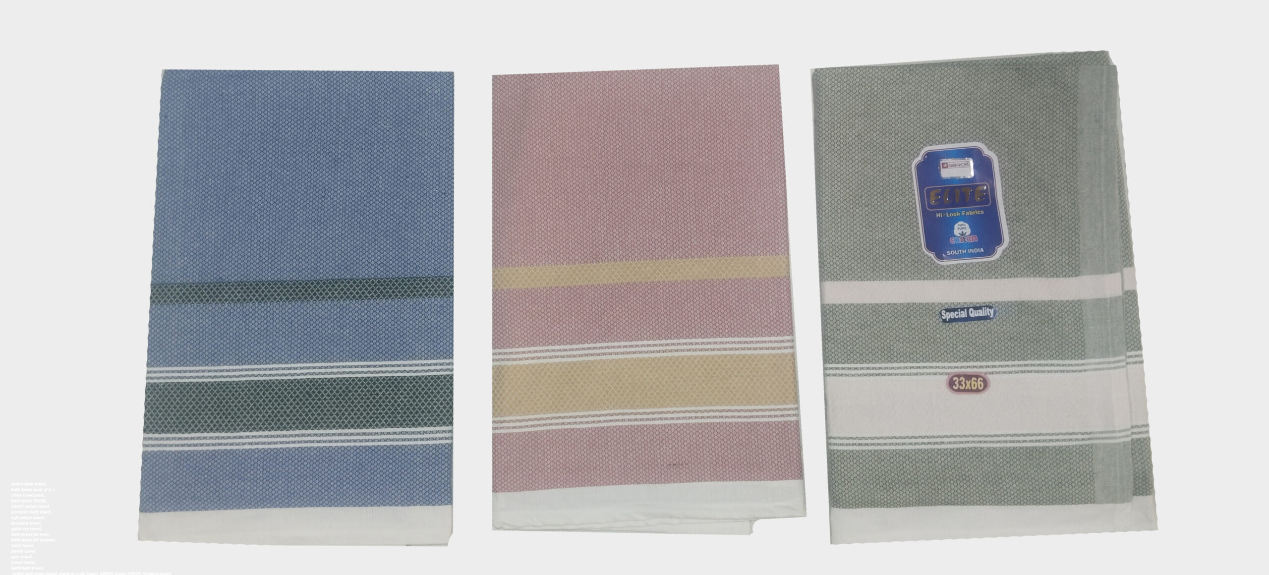 GBROS Premium Cotton Bath Towel Pack of 3 | 30 x 60 Inches | Soft, Highly Absorbent & Quick Dry Towels for Men & Women | Daily Use Cotton Towels | Made in India