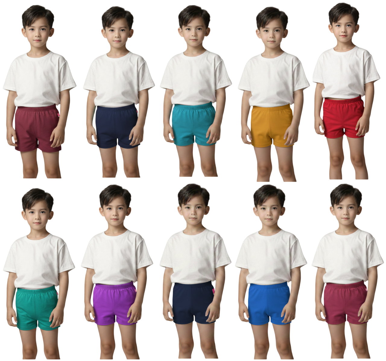 GBROS Premiumwears Kids Cotton Trunks / Panties Pack of 10 | Soft Breathable Innerwear for Boys & Girls | Multi-Color Daily Wear Underwear | Age 1-10 Years