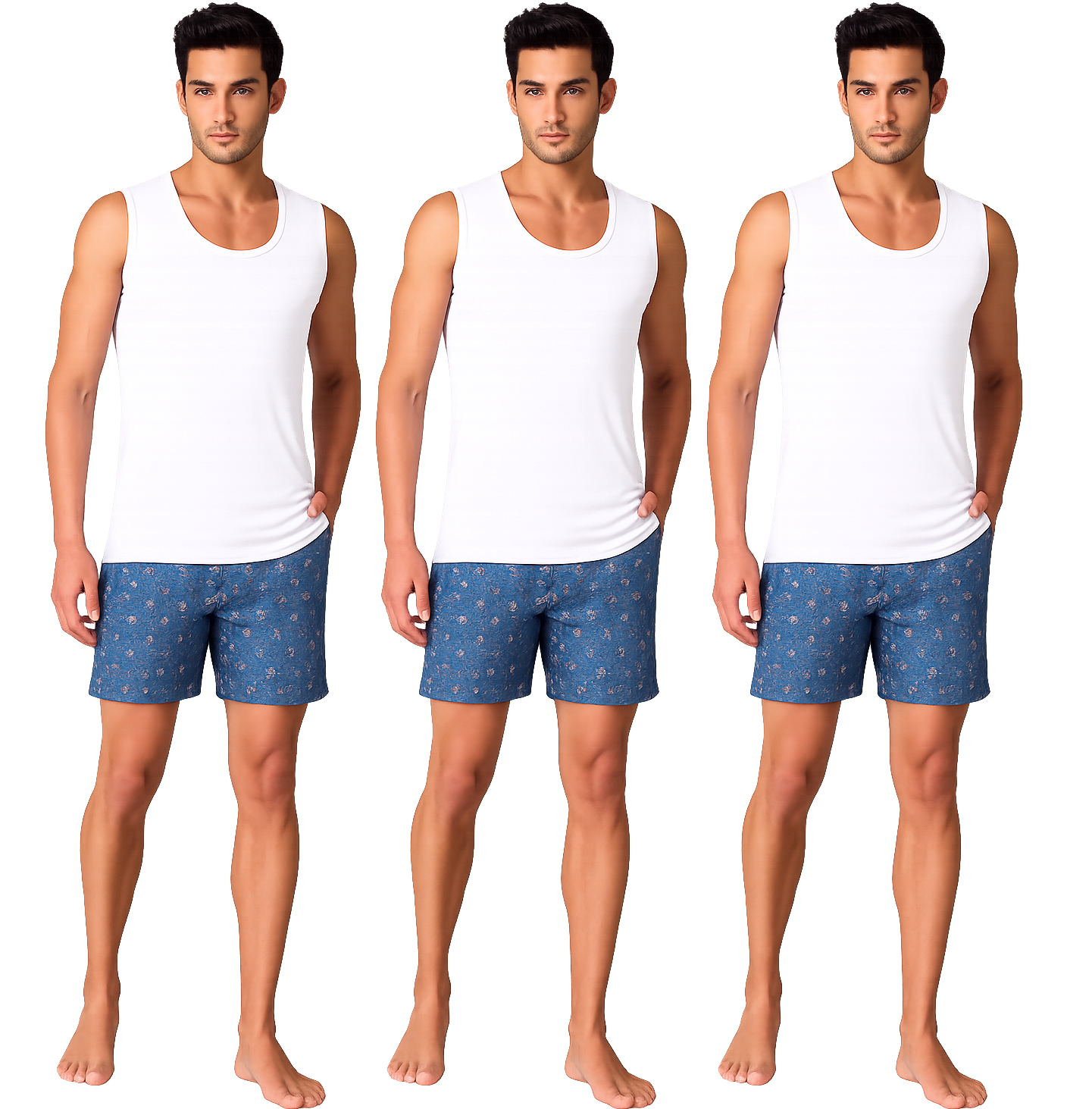 GBROS Men’s RNBS Gym Type White Vest Pack of 3 | 100% Combed Cotton Sleeveless Gym Vest | Soft Breathable Innerwear for Men